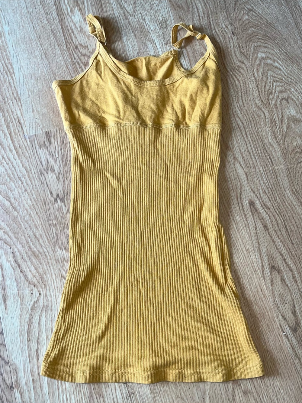 Y2K Yellow Solid Cotton Blend Ribbed Stretch Camisole Tank Top Women's S